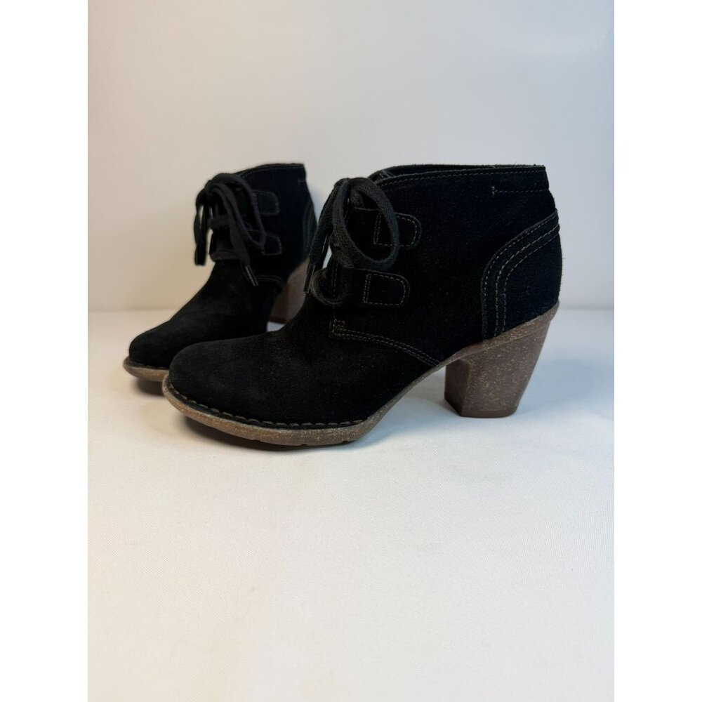 Clarks Carleta Lyon Ankle Boots Women Size 6M Black Suede Chunky Heel  Shoes